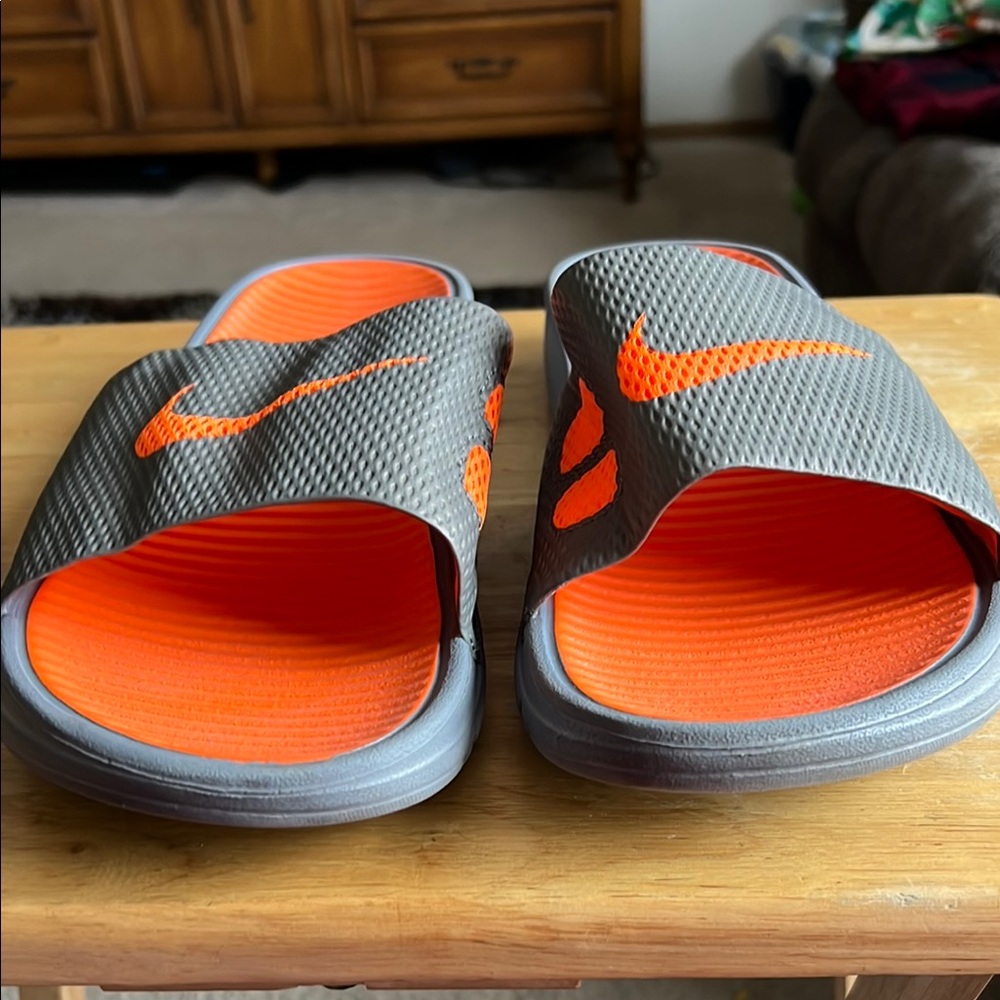 Nike Orange and Gray Slide Sandals size 13
